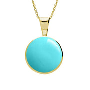 9ct Yellow Gold Turquoise Heritage Round Necklace. P018.