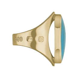 9ct Yellow Gold Turquoise King's Coronation Hallmark Medium Oval Ring  R012 CFH