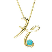 9ct Yellow Gold Turquoise Love Letters Initial H Necklace P3455C
