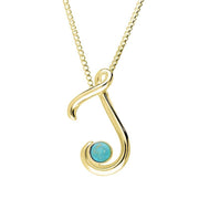 9ct Yellow Gold Turquoise Love Letters Initial J Necklace P3457C