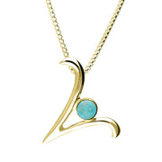 9ct Yellow Gold Turquoise Love Letters Initial V Necklace P3469C