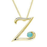 9ct Yellow Gold Turquoise Love Letters Initial Z Necklace P3473C