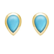 9ct Yellow Gold Turquoise Small Teardrop Stud Earrings E768