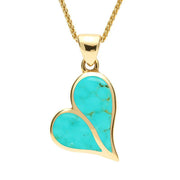 9ct Yellow Gold Turquoise Split Heart Necklace P575