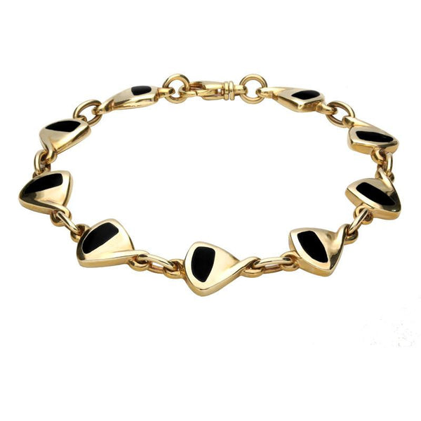 9ct Yellow Gold Whitby Jet 9 Stone Freeform Bracelet B253