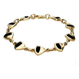 9ct Yellow Gold Whitby Jet 9 Stone Freeform Bracelet B253