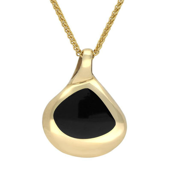 9ct Yellow Gold Whitby Jet Abstract Freeform Necklace. P547
