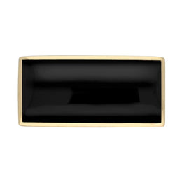 9ct Yellow Gold Whitby Jet Contemporary Oblong Brooch. M084.