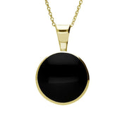 9ct Yellow Gold Whitby Jet Contemporary Round Necklace P018