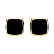 9ct Yellow Gold Whitby Jet Cushion Stud Earrings E279