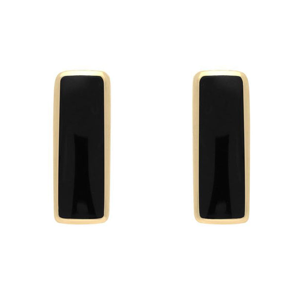 9ct Yellow Gold Whitby Jet Dinky Oblong Stud Earrings E284