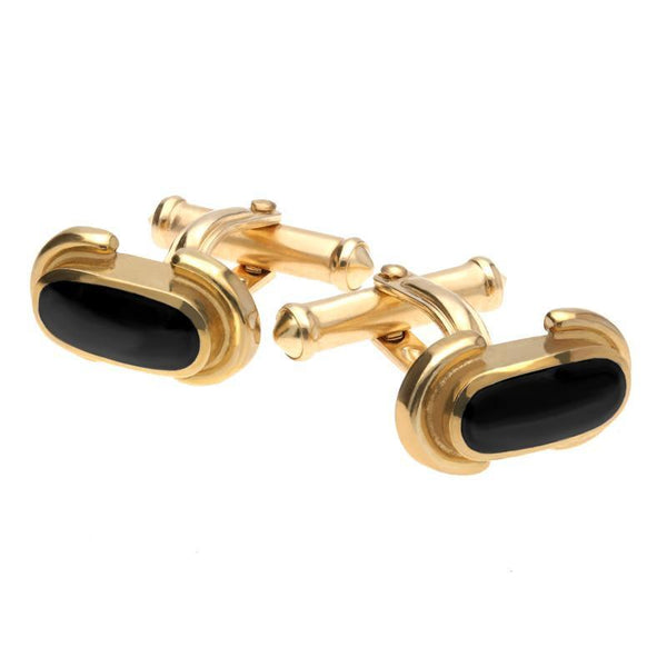 9ct Yellow Gold Whitby Jet Dodgem Cufflinks CL123