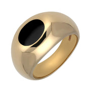 9ct Yellow Gold Whitby Jet Domed Oval Signet Ring. R143.
