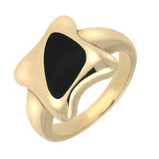 9ct Yellow Gold Whitby Jet Freeform Star Shaped Ring R226