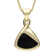 9ct Yellow Gold Whitby Jet Freeform Triangle Necklace P544