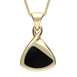 9ct Yellow Gold Whitby Jet Freeform Triangle Necklace P544