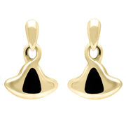 9ct Yellow Gold Whitby Jet Gold Freeform Drop Earrings E340