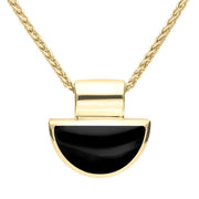9ct Yellow Gold Whitby Jet Half Moon Shape Necklace. P391