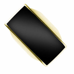 9ct Yellow Gold Whitby Jet Large Oblong Ring. R064.
