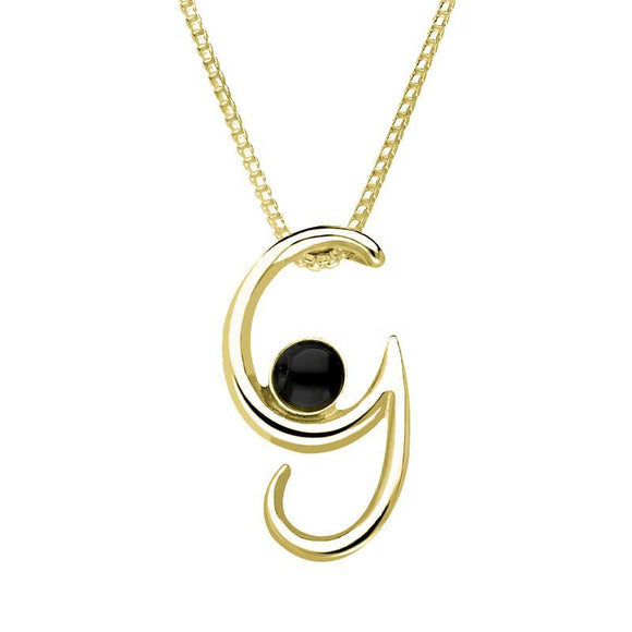 9ct Yellow Gold Whitby Jet Love Letters Initial G Necklace P3454C