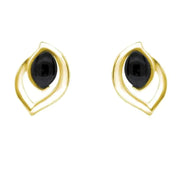 9ct Yellow Gold Whitby Jet Marquise Flame Stud Earrings E1906