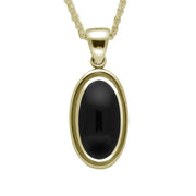 9ct Yellow Gold Whitby Jet Ribbed Oval Necklace P322