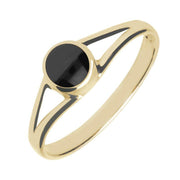 9ct Yellow Gold Whitby Jet Round Split Shoulder Ring R029