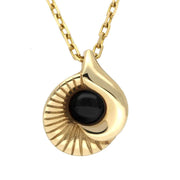 9ct Yellow Gold Whitby Jet Seashell Necklace P2549