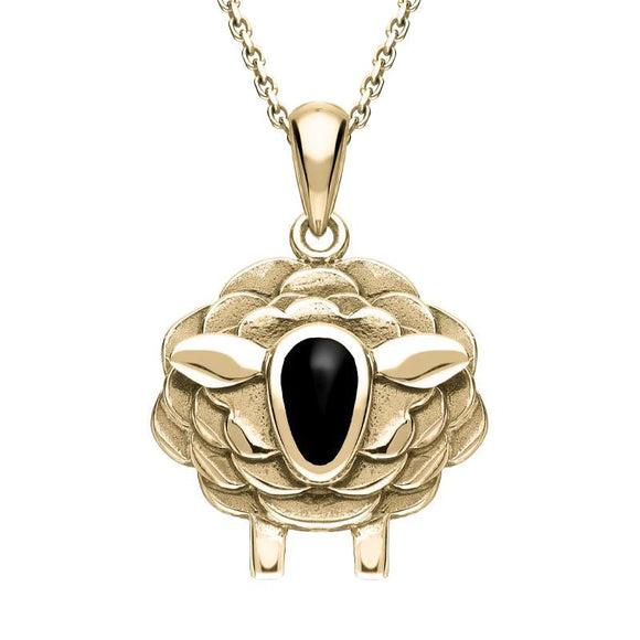 9ct Yellow Gold Whitby Jet Sheep Necklace P3508