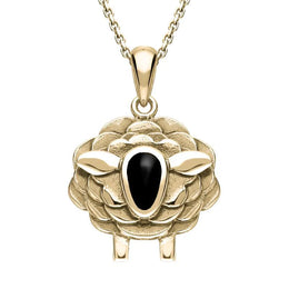 9ct Yellow Gold Whitby Jet Sheep Necklace P3508