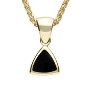 9ct Yellow Gold Whitby Jet Curved Triangle Small Necklace P326