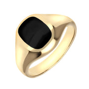 9ct Yellow Gold Whitby Jet Small Cushion Signet Ring R191