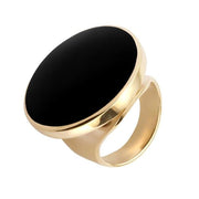 9ct Yellow Gold Whitby Jet Small Round Ring
