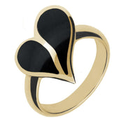 9ct Yellow Gold Whitby Jet Split Heart Ring R651
