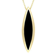 9ct Yellow Gold Whitby Jet Toscana Long Marquise Necklace. P1613.