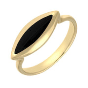 9ct Yellow Gold Whitby Jet Toscana Side Marquise Ring R513