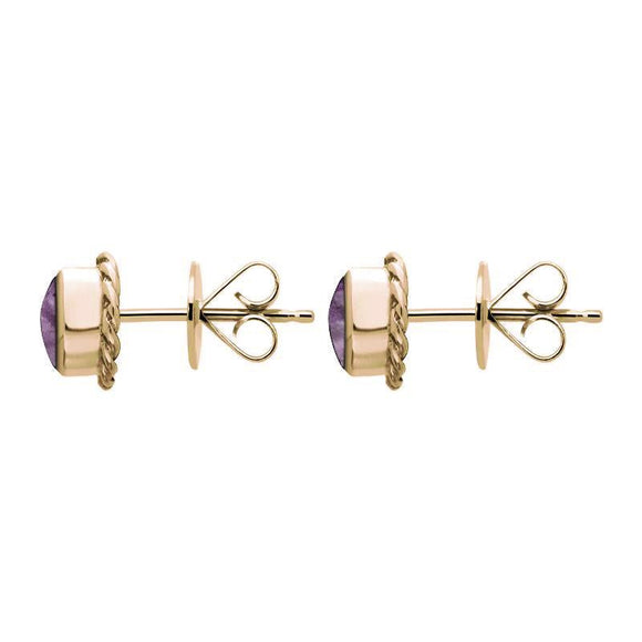 9ct Rose Gold Blue John Round Twist Edge Stud Earrings. E134_2