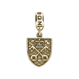 9ct Yellow Gold Whitby Jet York Minster Cross Key Shield Loop Charm. G823.