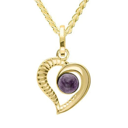 9ct Yellow Gold Blue John Ridged Heart Two Piece Set. S021