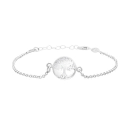 Sterling Silver Bauxite Round Tree of Life Chain Bracelet