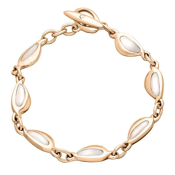 00083001 18ct Rose Gold Pink Mother of Pearl Diamond Seven Stone Pebble Bracelet, B531