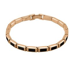 00128335 9ct Rose Gold Whitby Jet Petite Oblong Bracelet, B549. 