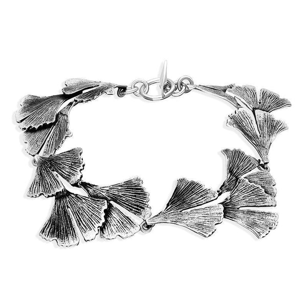 00180614 Sterling Silver Gingko Bracelet, B1182.