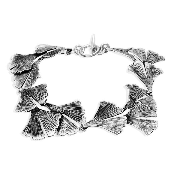 00180614 Sterling Silver Gingko Bracelet, B1182.