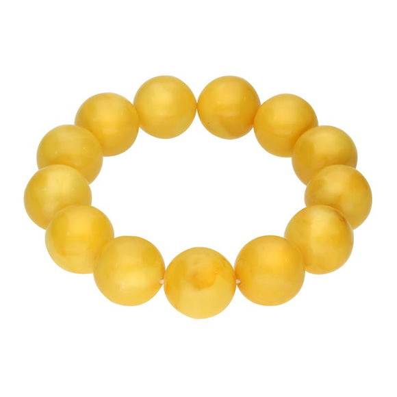 Butter Amber 17mm Round Beaded Bracelet BUNQ0000994