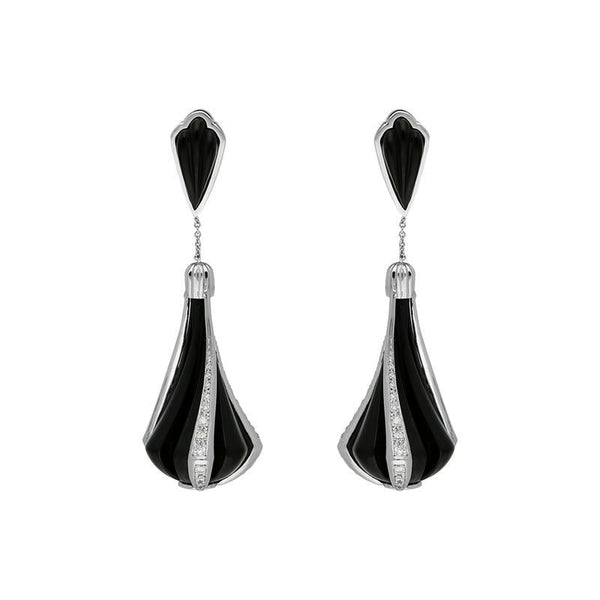 Platinum Whitby Jet 1.20ct Diamond Cabaret Statement Drop Earrings, E1687.