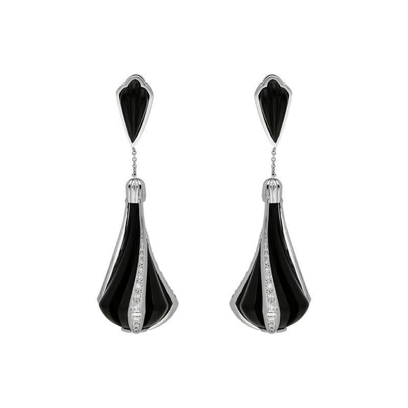 Platinum Whitby Jet 1.20ct Diamond Cabaret Statement Drop Earrings, E1687.