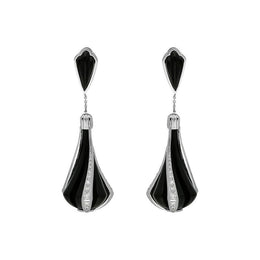 Platinum Whitby Jet 1.20ct Diamond Cabaret Statement Drop Earrings, E1687.