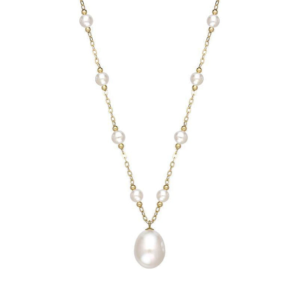 00177907 18ct Yellow Gold White Pearl Necklace, N1057.