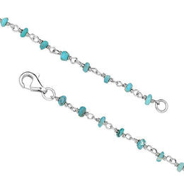 00117728  Sterling Silver Turquoise 3mm Bead Chain Link Necklace, N950_18.